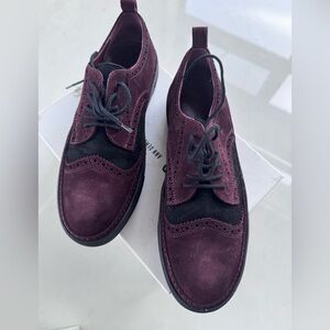 Ann Demeulemeester Burgundy and Black Men’s Oxfords